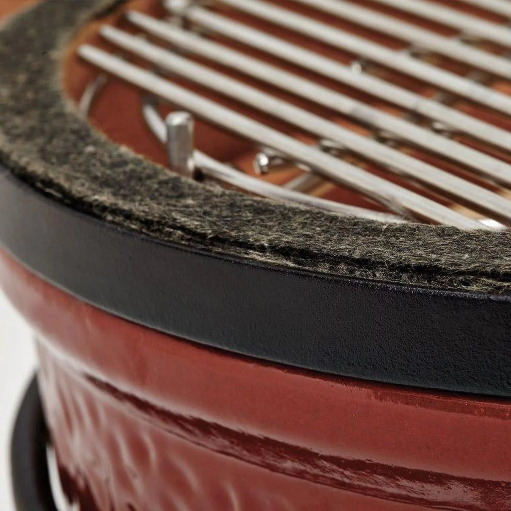 13.5 in. Portable Charcoal Grill in Red with Cast Iron Cart D7669