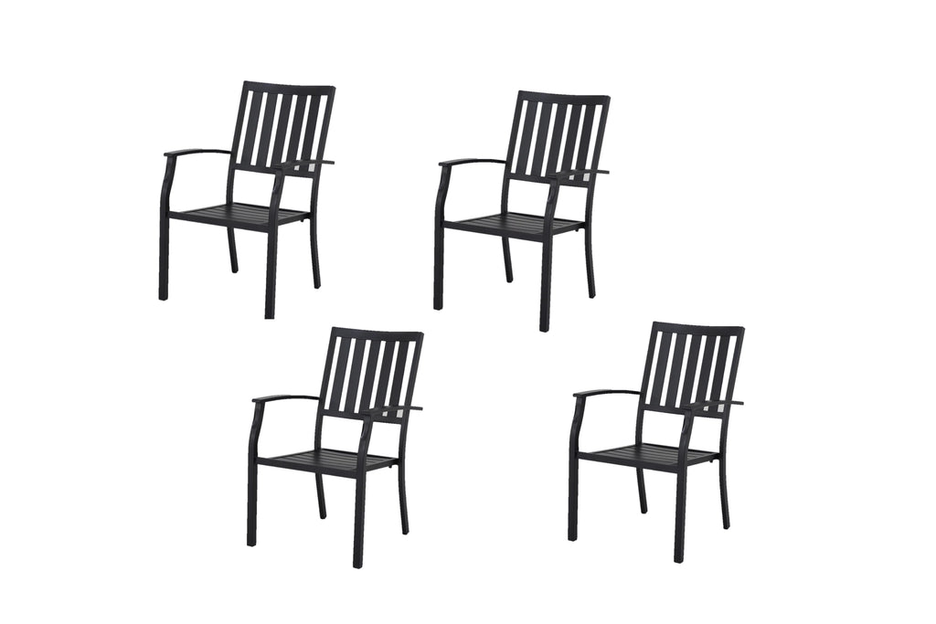 Black Set of 4 Steel Outdoor Dining Chair Q120