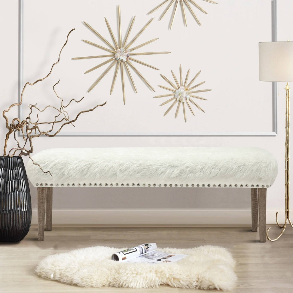 White Faux Leather Makeup Bench U734843