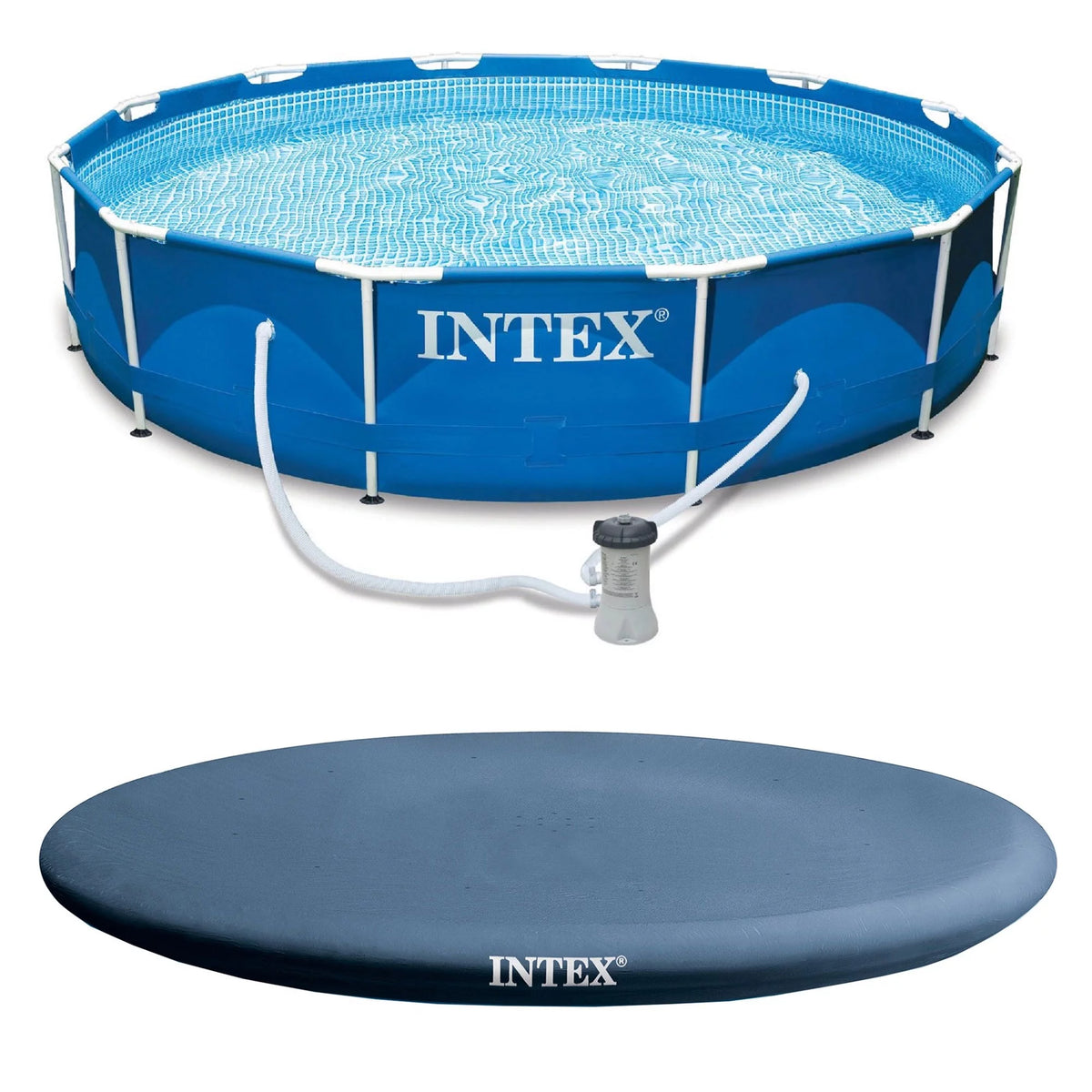 12' x 30 Round Metal Frame Swimming Pool with Filter Pump I863