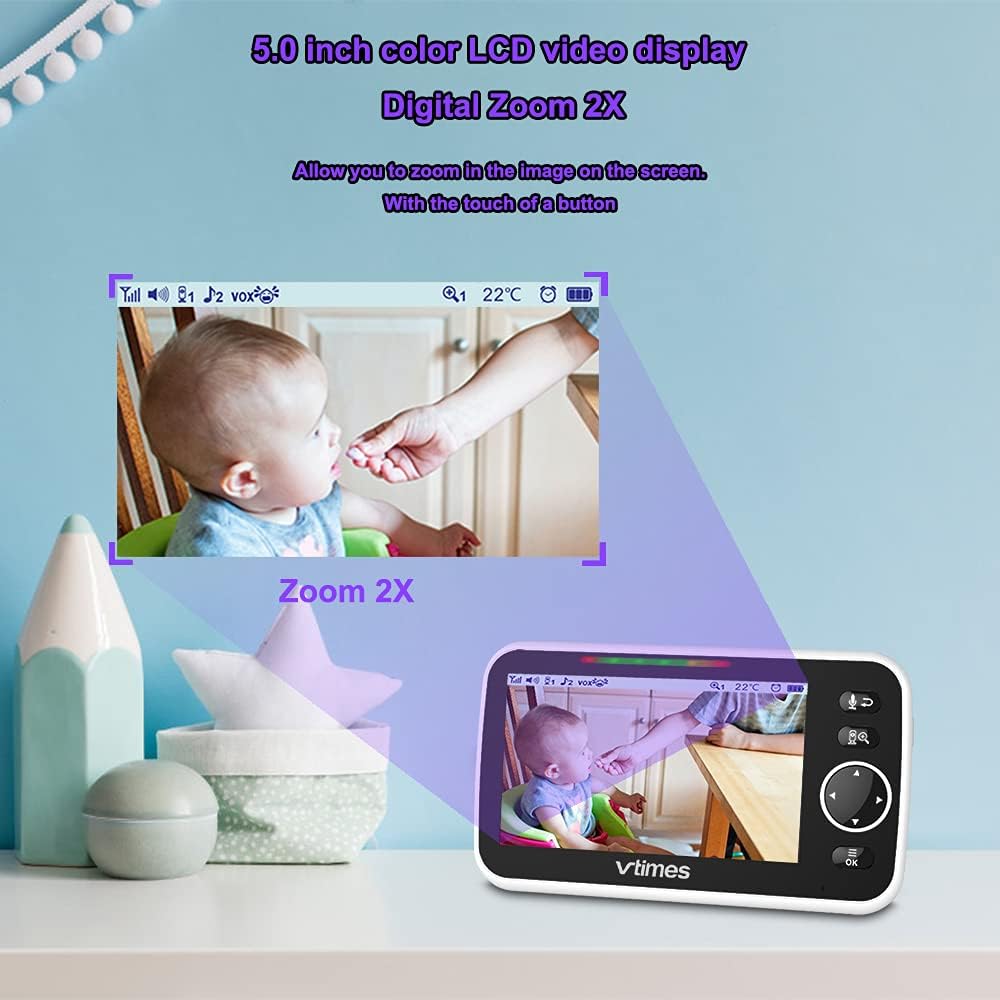 Baby Monitor with Camera and Audio 5 LCD Screen I340