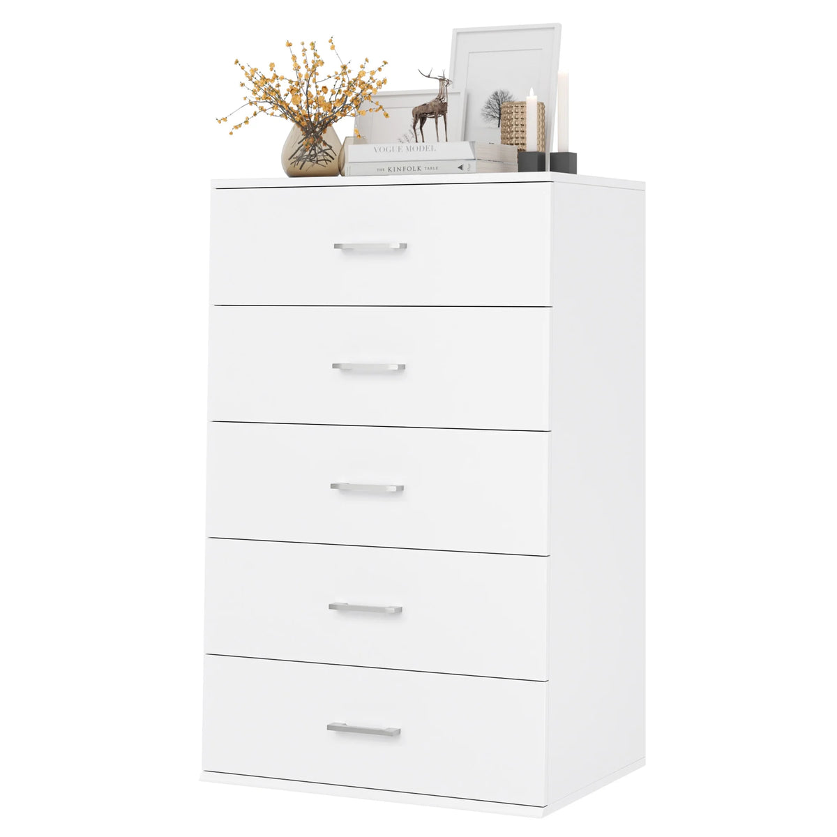 White 5 Drawer Wood Dresser B769