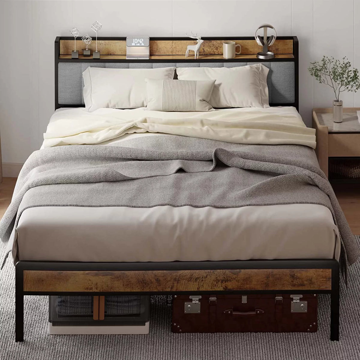 Full Size Storage Headboard Bed Frame O748