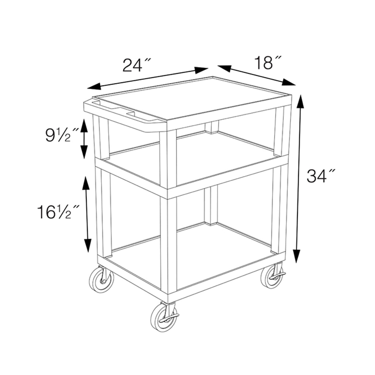 AV Cart 3 Shelves Black Legs Blue V703060