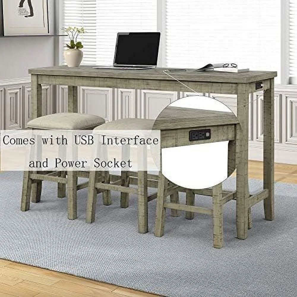 4 Piece Dining Table Set with 3 Stools Z861