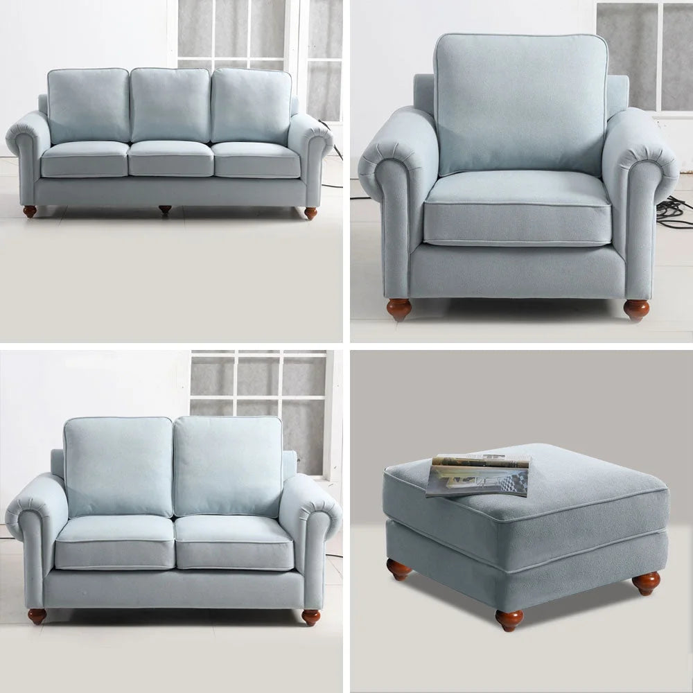 Linen Fabric Sectional Sofa Set, 3 Seater Loveseat T79257