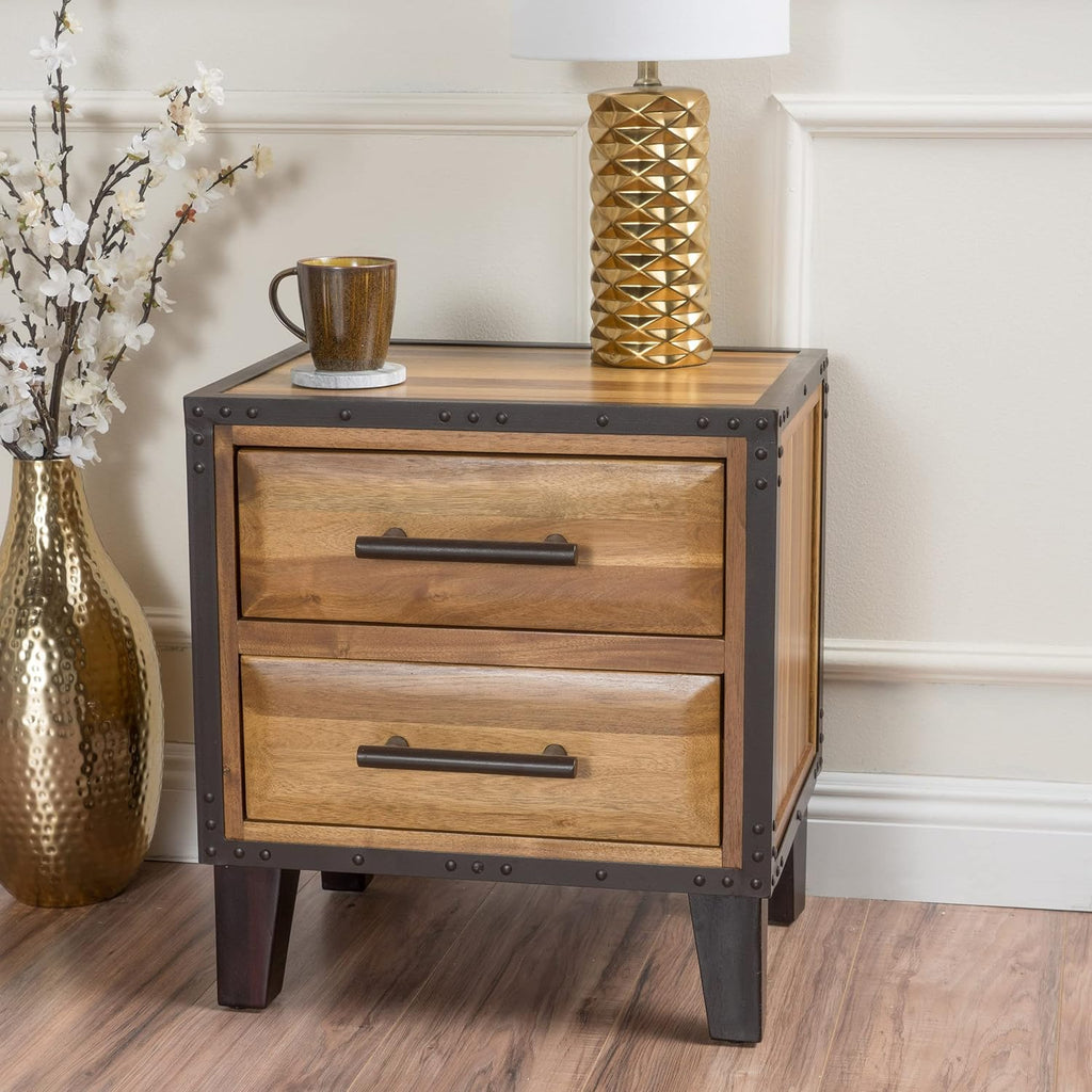 Acacia Wood Two Drawer Night Stand X406711