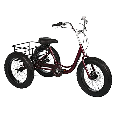 20 Inch 7 Speed Fat Tire Adult Tricycle with Shopping Basket K671