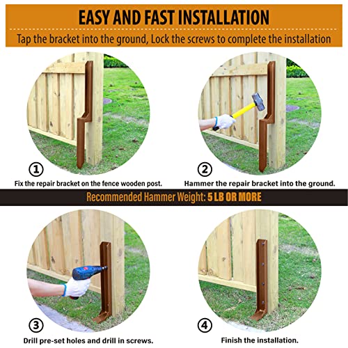 2.8 FT Fence Post Repair Kit Brown A2944