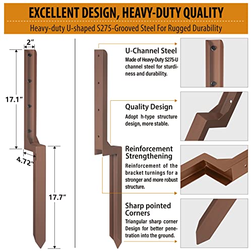 2.8 FT Fence Post Repair Kit Brown A2944