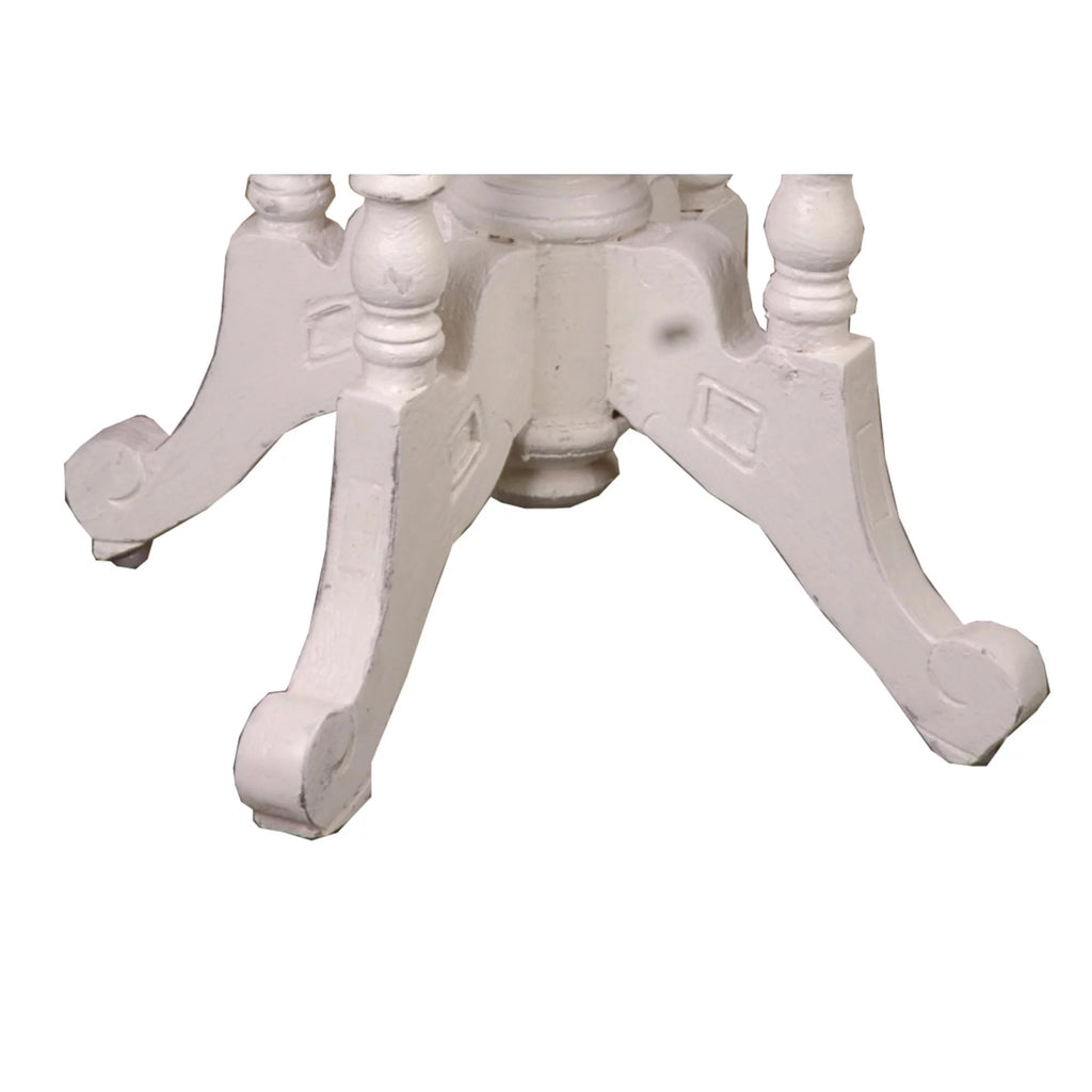 Round End Table in Distressed White and Brown Wood X968