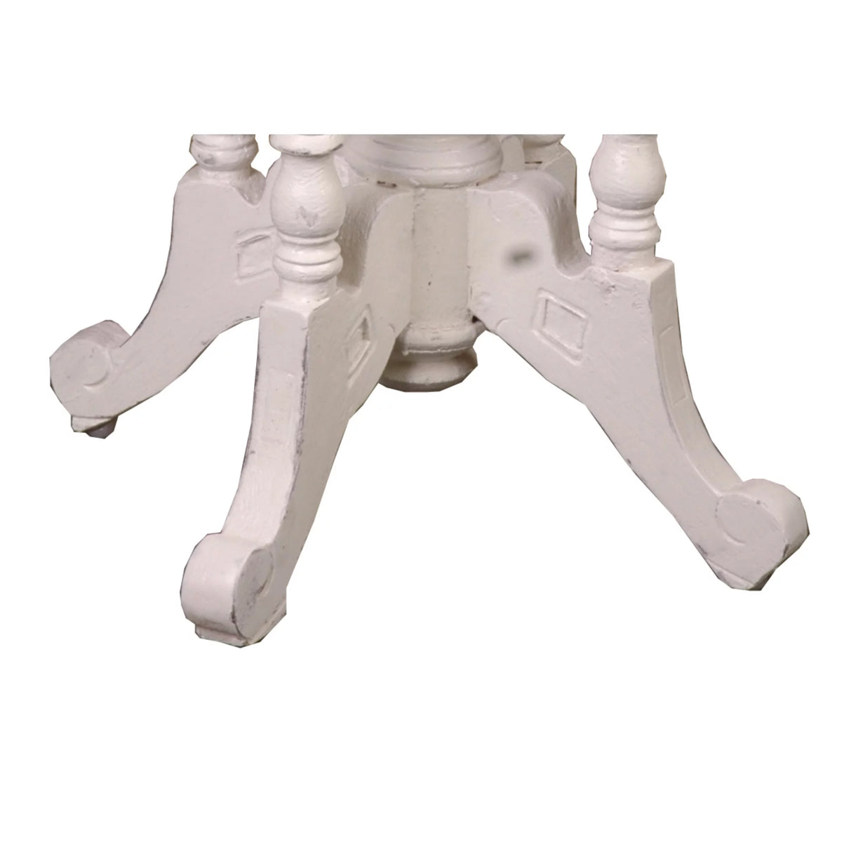 Round End Table in Distressed White and Brown Wood X968
