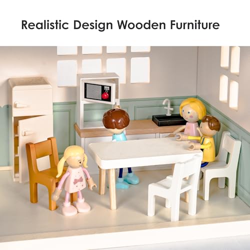 Wooden 6-Room 1:12 Scale Dollhouse with 26 Furniture G751