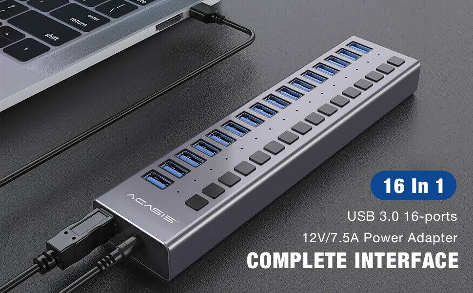 16 Ports 90W USB 3.0 Data Hub V589