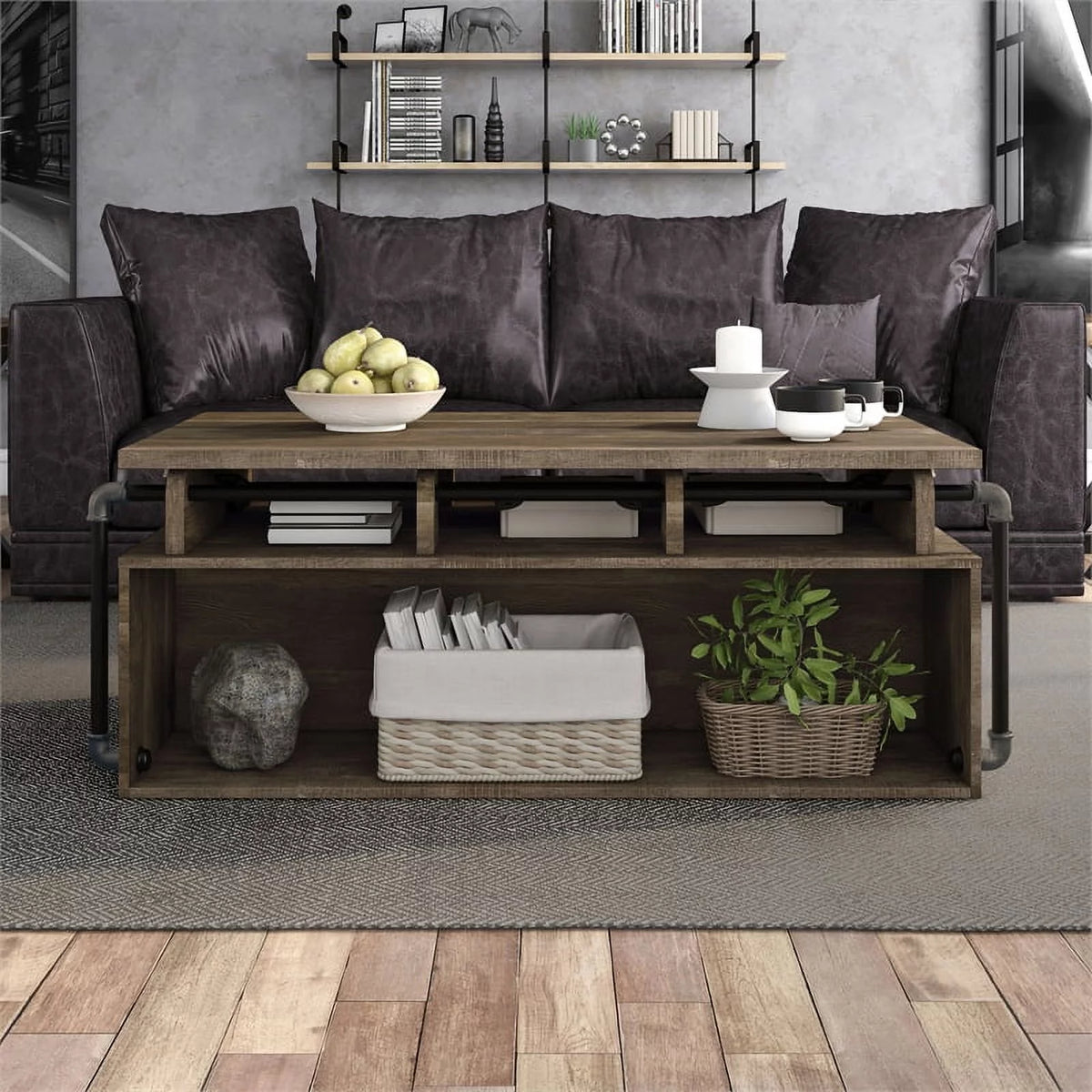 Modern Wood Lift-Top Coffee Table in Reclaimed Oak S180611