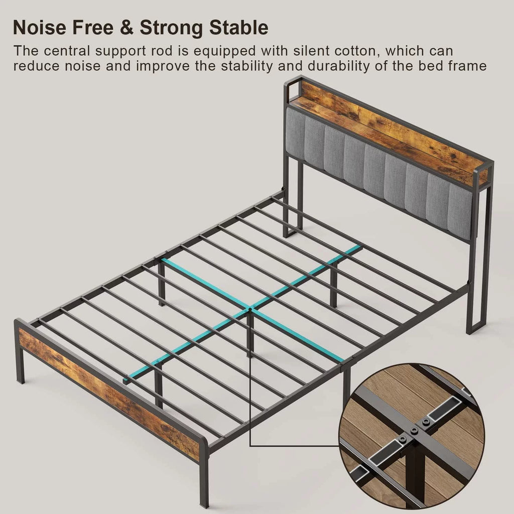 Full Size Storage Headboard Bed Frame O748