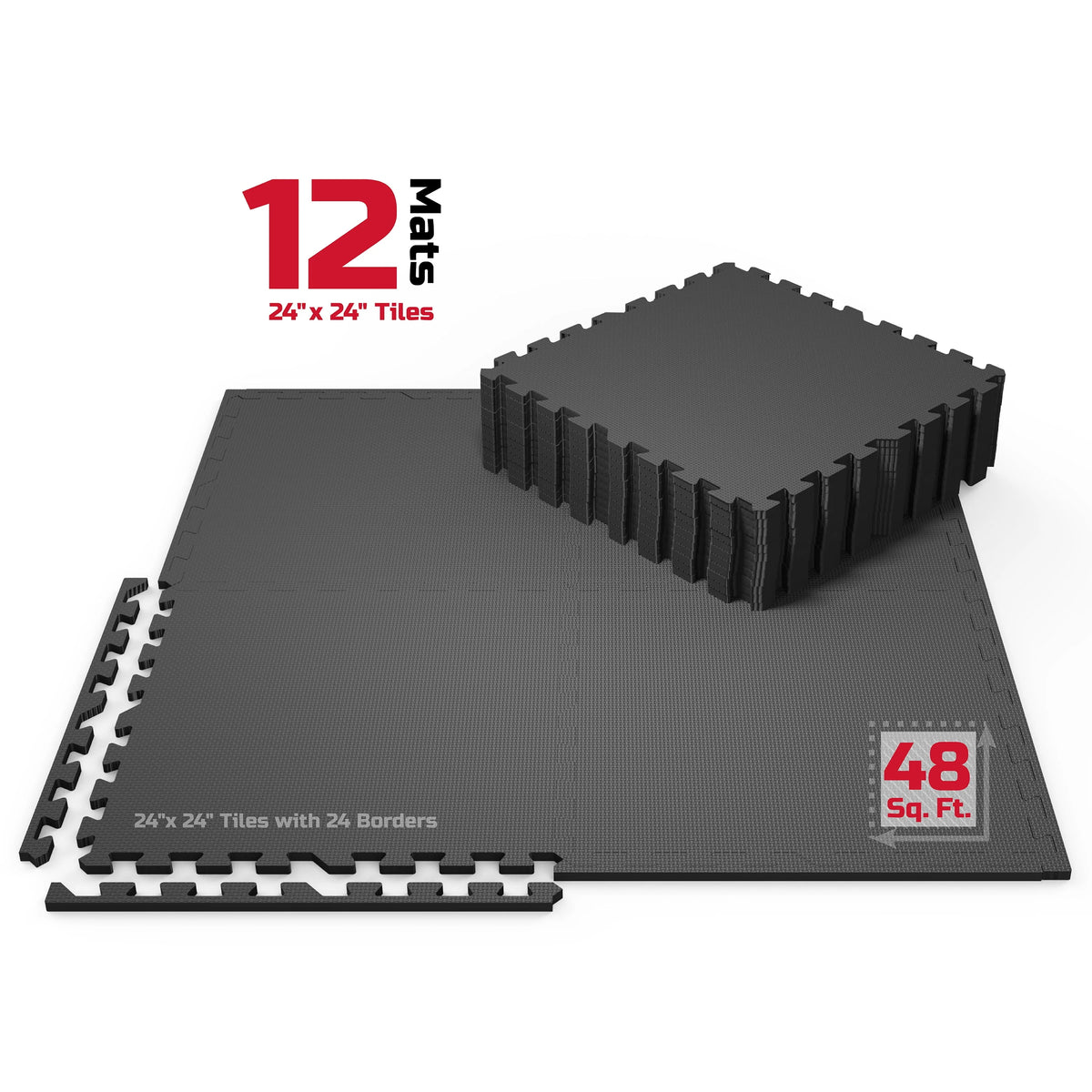 12-Pack Foam Puzzle Exercise Mat 1/2 in. R13498