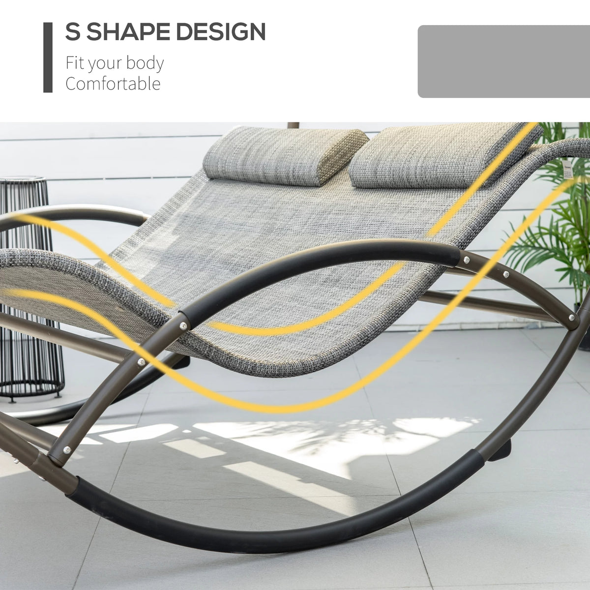 Gray Outdoor Rocking Bed with Canopy S6921