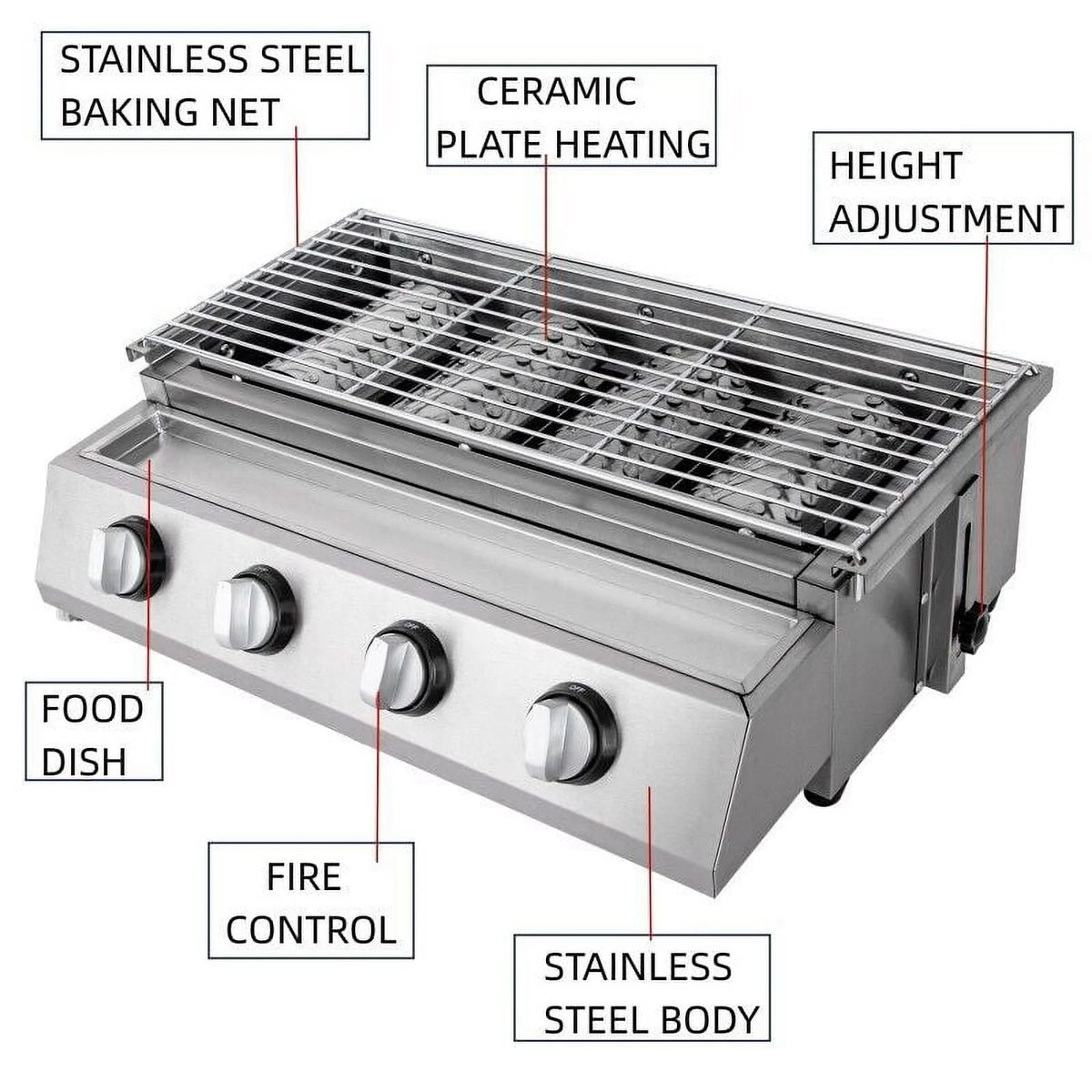 Stainless Steel 4 Burners Gas BBQ Grill P866127