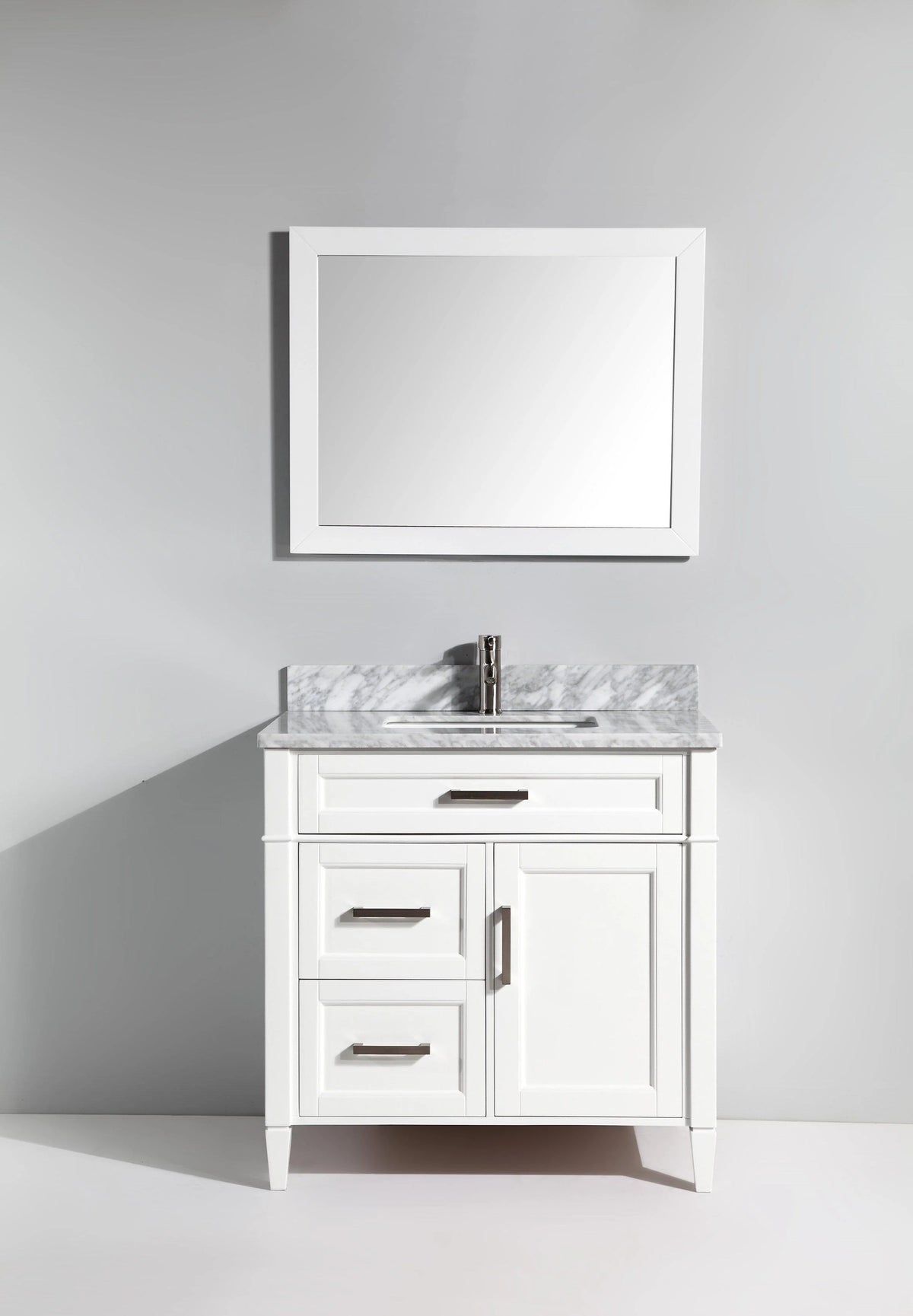 White 36 in. Single Sink Vanity with Mirror X472091
