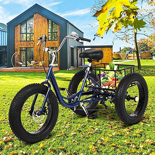20 Inch 7 Speed Fat Tire Adult Tricycle with Shopping Basket K671
