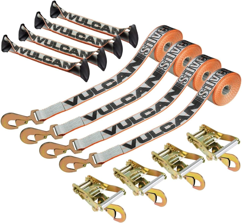 8-Point Roll Back Vehicle Tie Down Kit with Snap Hooks Set of 4 W3587
