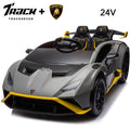 Licensed Lamborghini STO 24V 2-Seater Ride on Car with Remote Control, Grey X2350