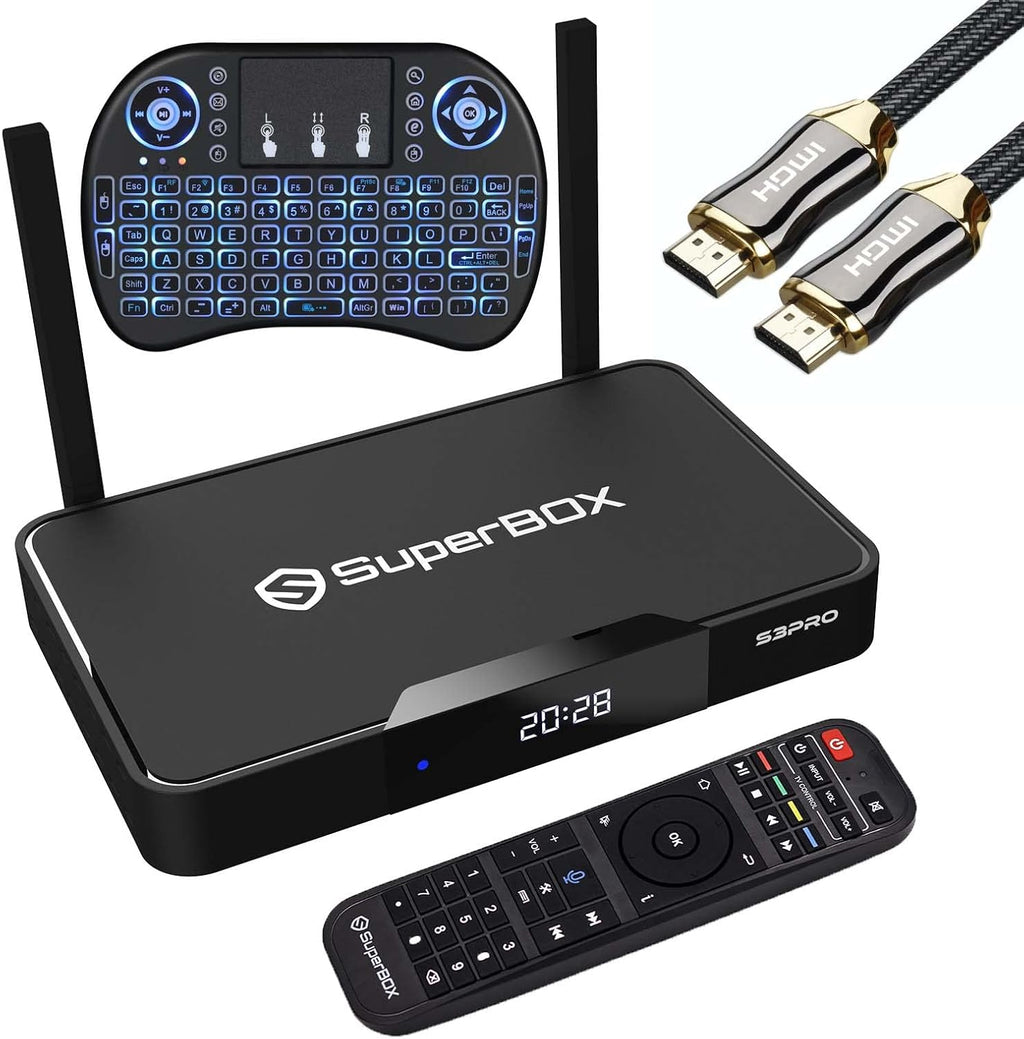 SuperBox S3 Pro with Voice Remote, Backlit Mini Keyboard & 8K HDMI Cable Z30567