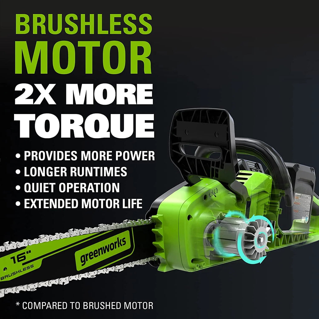 48V 16-inch Brushless Chainsaw with 4Ah Batteries and Dual Port Charger L19958