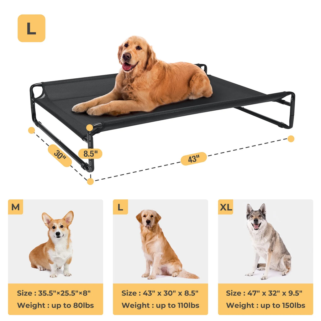 Black Elevated Dog Bed with Washable Mesh B199819