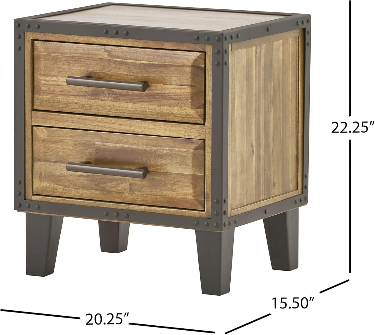 Acacia Wood Two Drawer Night Stand X406711