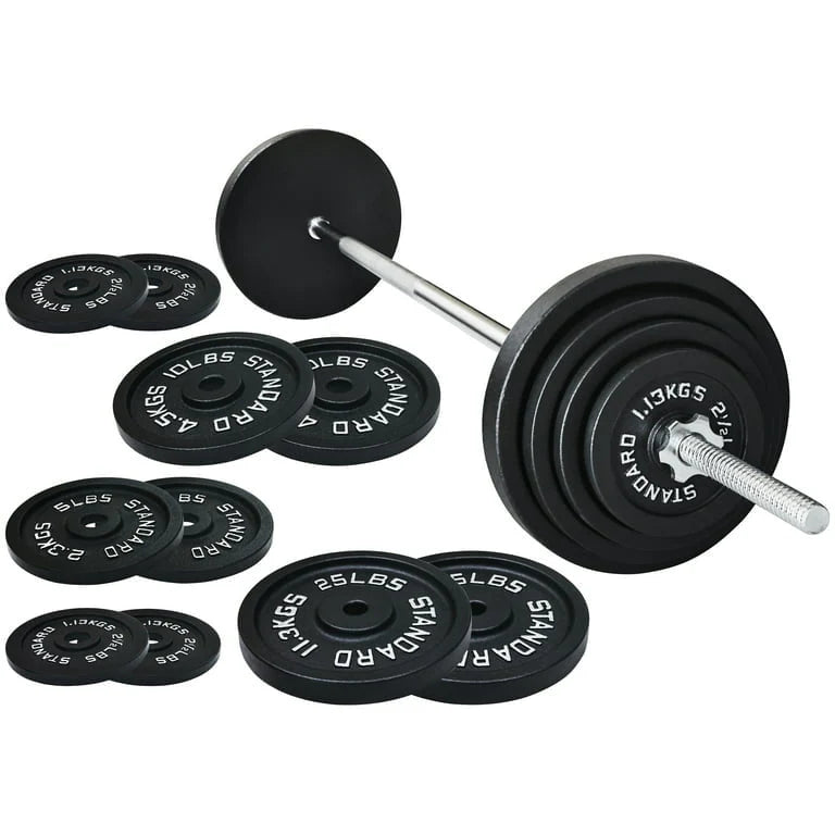 Cast Iron 100-Pound Barbell Set with Star Locks T4516