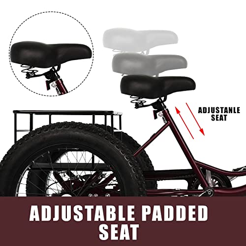 20 Inch 7 Speed Fat Tire Adult Tricycle with Shopping Basket K671