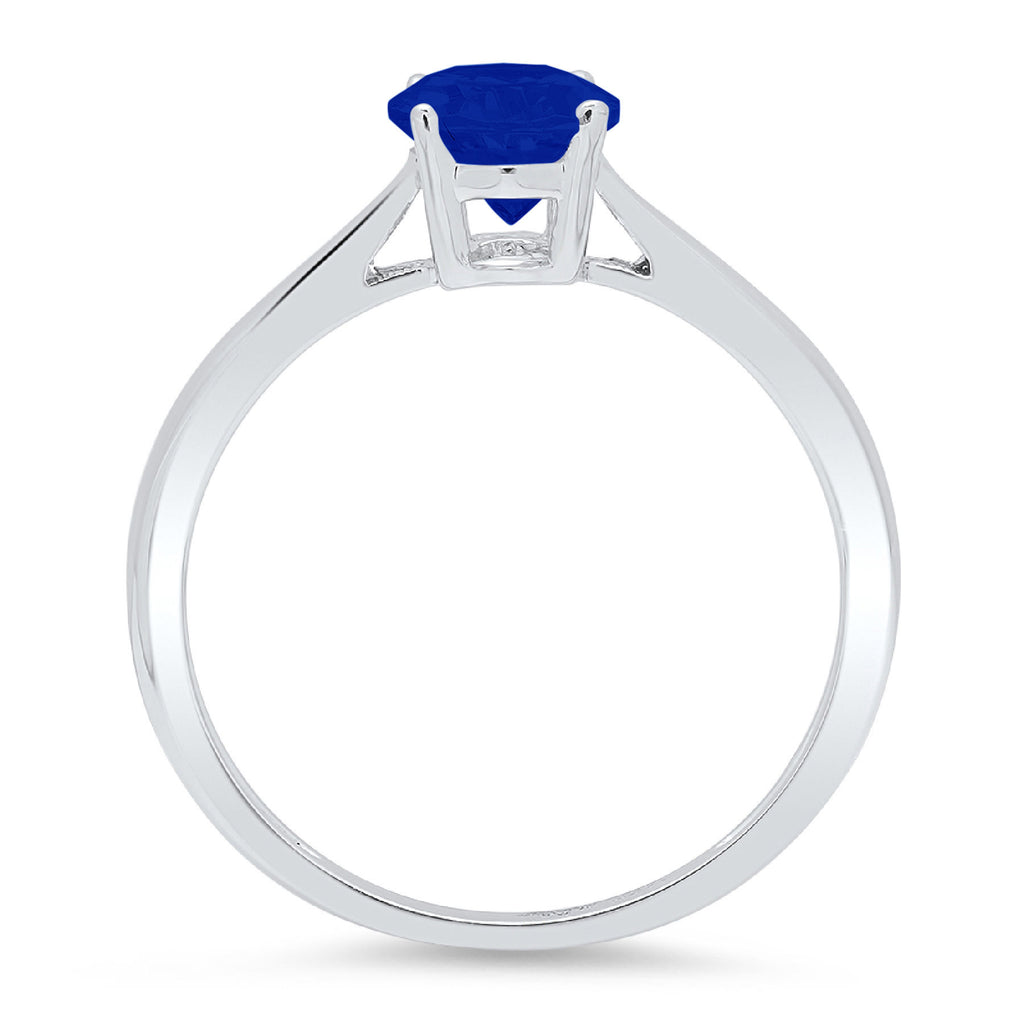 Oval Cut Simulated Blue Sapphire 14k White Gold Ring Size 10.5 F912060