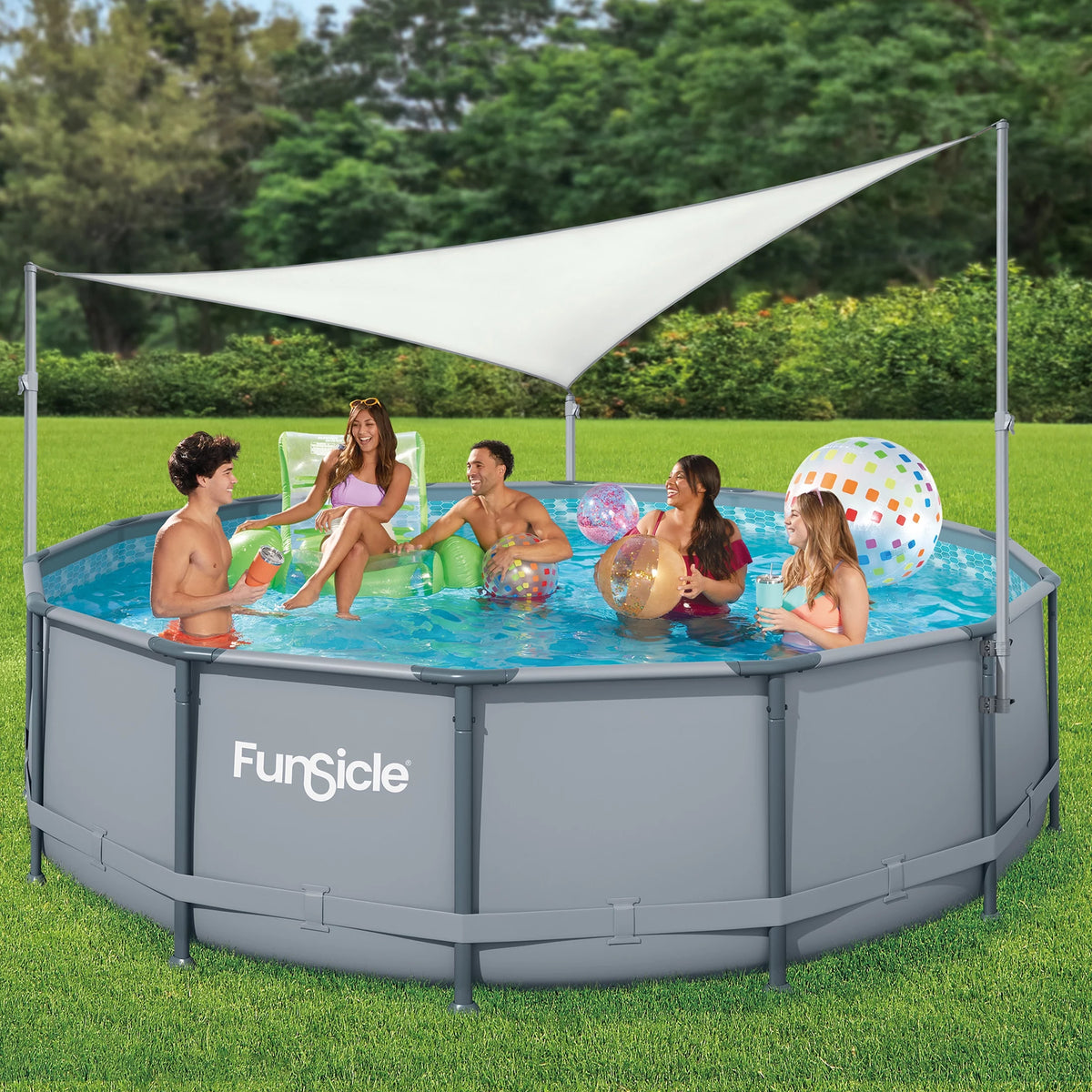 White Triangular Swimming Pool Canopy S742729