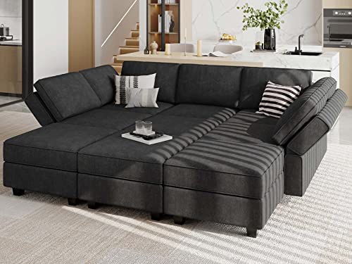 Light Grey 6 Seater Modular Sleeper Sofa Bed with Storage M902982
