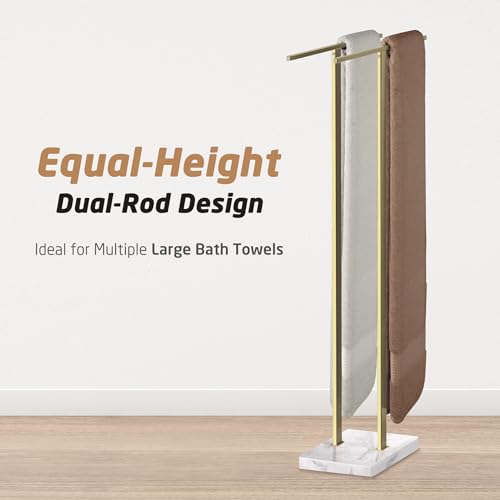 2-Tier Stainless Steel Towel Rack Stand with Marble Base Z460