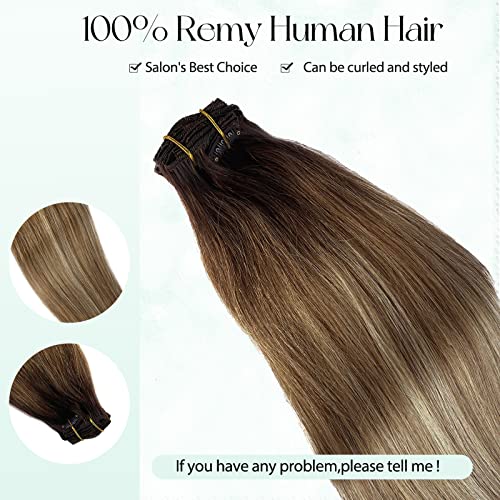 7pcs 70g 18Inch Remy Human Hair Clip in Hair Extensions O977713