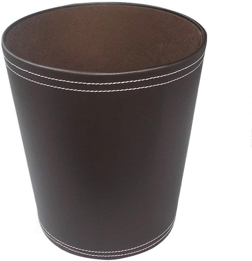 Brown Pu Leather Trash Can with Handles R2185