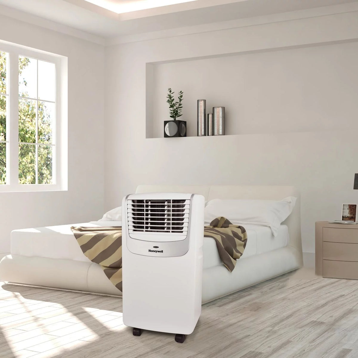 6,800 BTU 115-Volt Portable Air Conditioner with Remote, White/Black A647