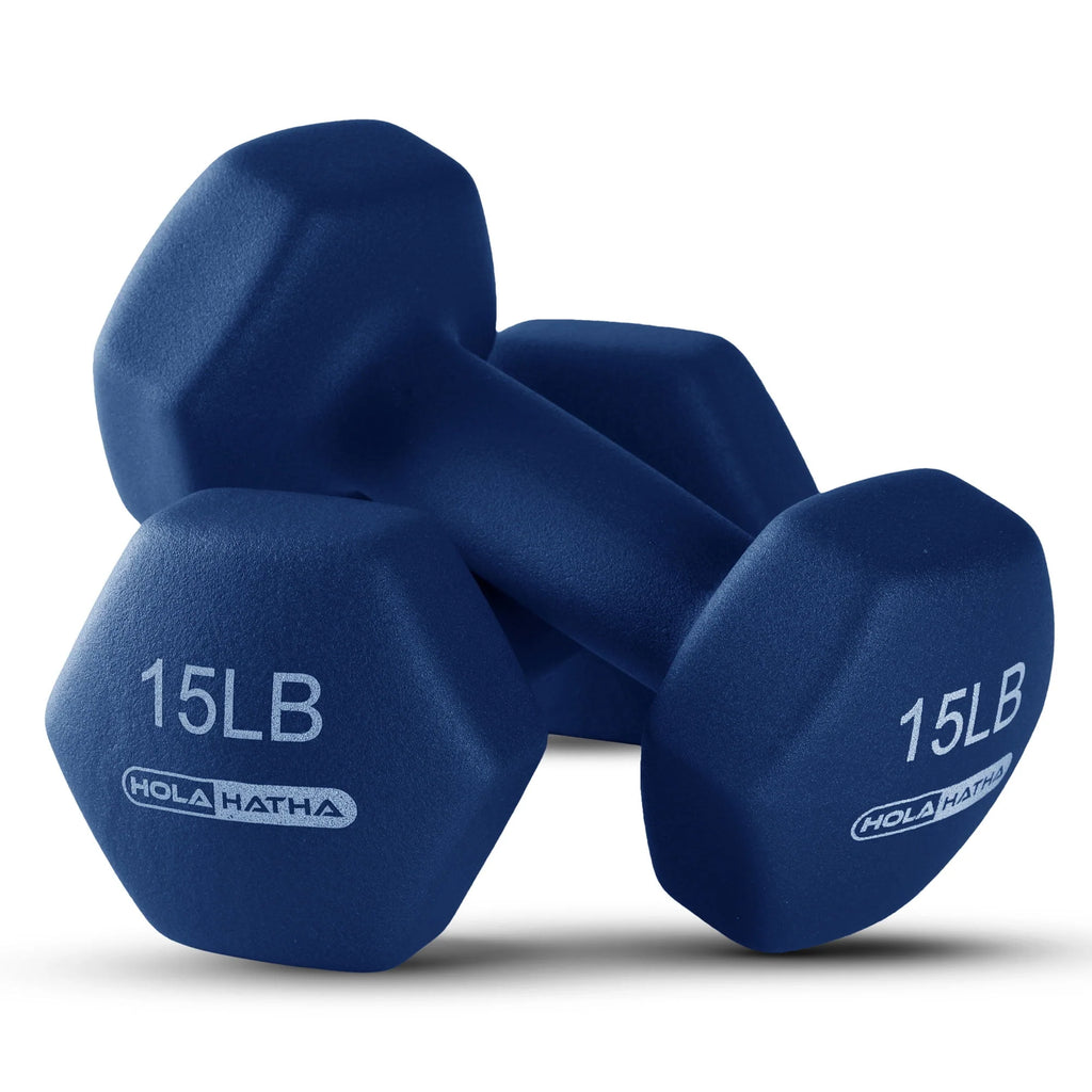 5, 10 & 15 Pound Neoprene Dumbbell Weight Set with Storage Rack P99469