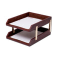 Mocha Leather Double Letter Trays N2256