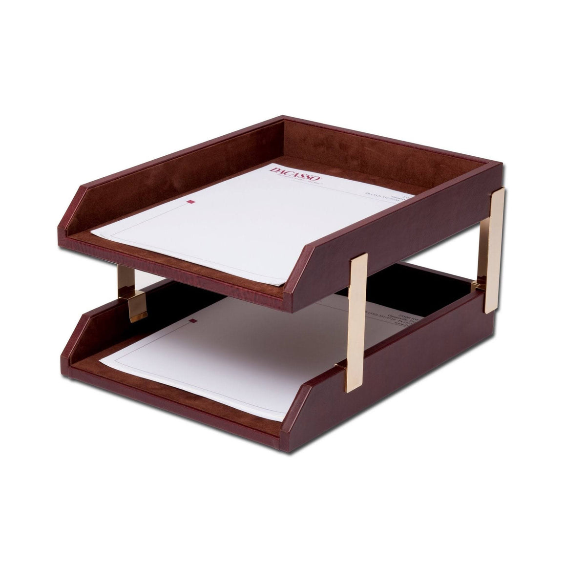 Mocha Leather Double Letter Trays N2256