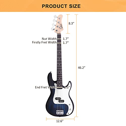 Red Full Size 4 String Electric Bass Guitar C296