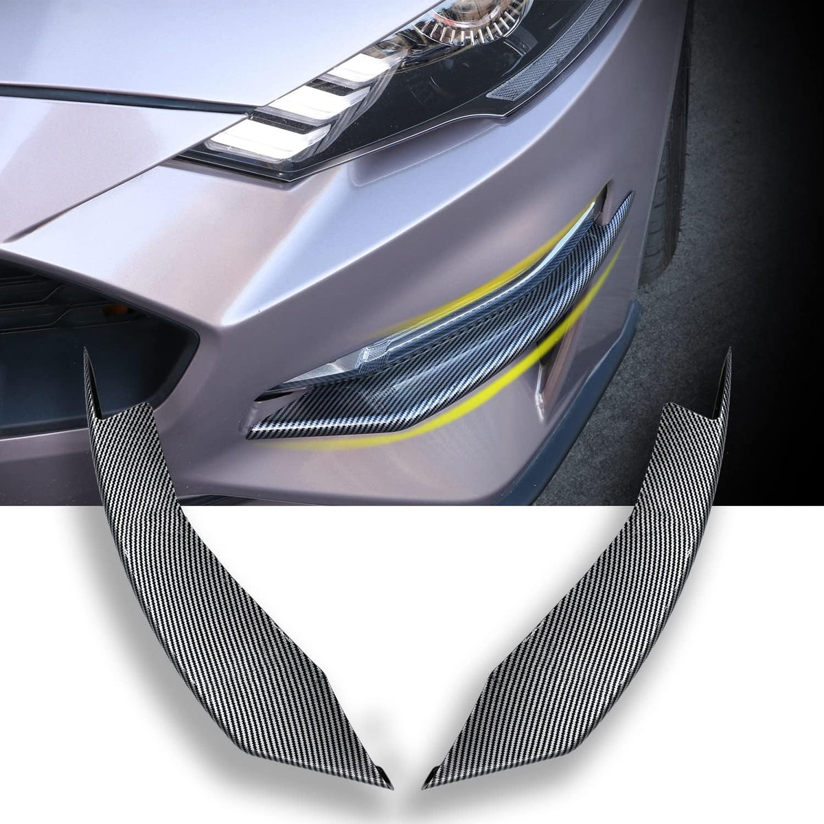Carbon Fiber Front Bumper Winglets Fog Light Vent Canard Strip Trim Exterior Trim Accessories Pack of 2 R865161