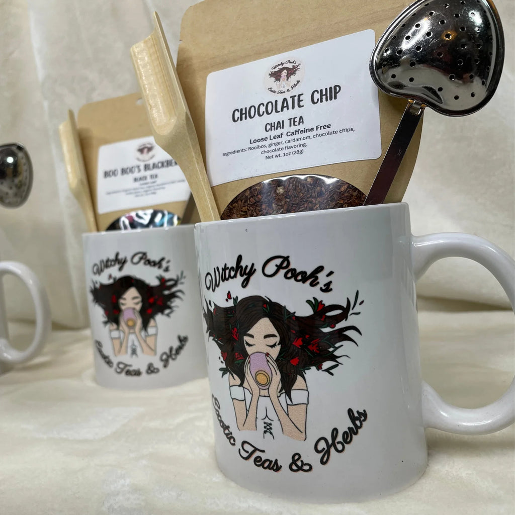 Mint Chocolate Mocha Herbal Tea Gift Mug Set with Heart Infuser C366
