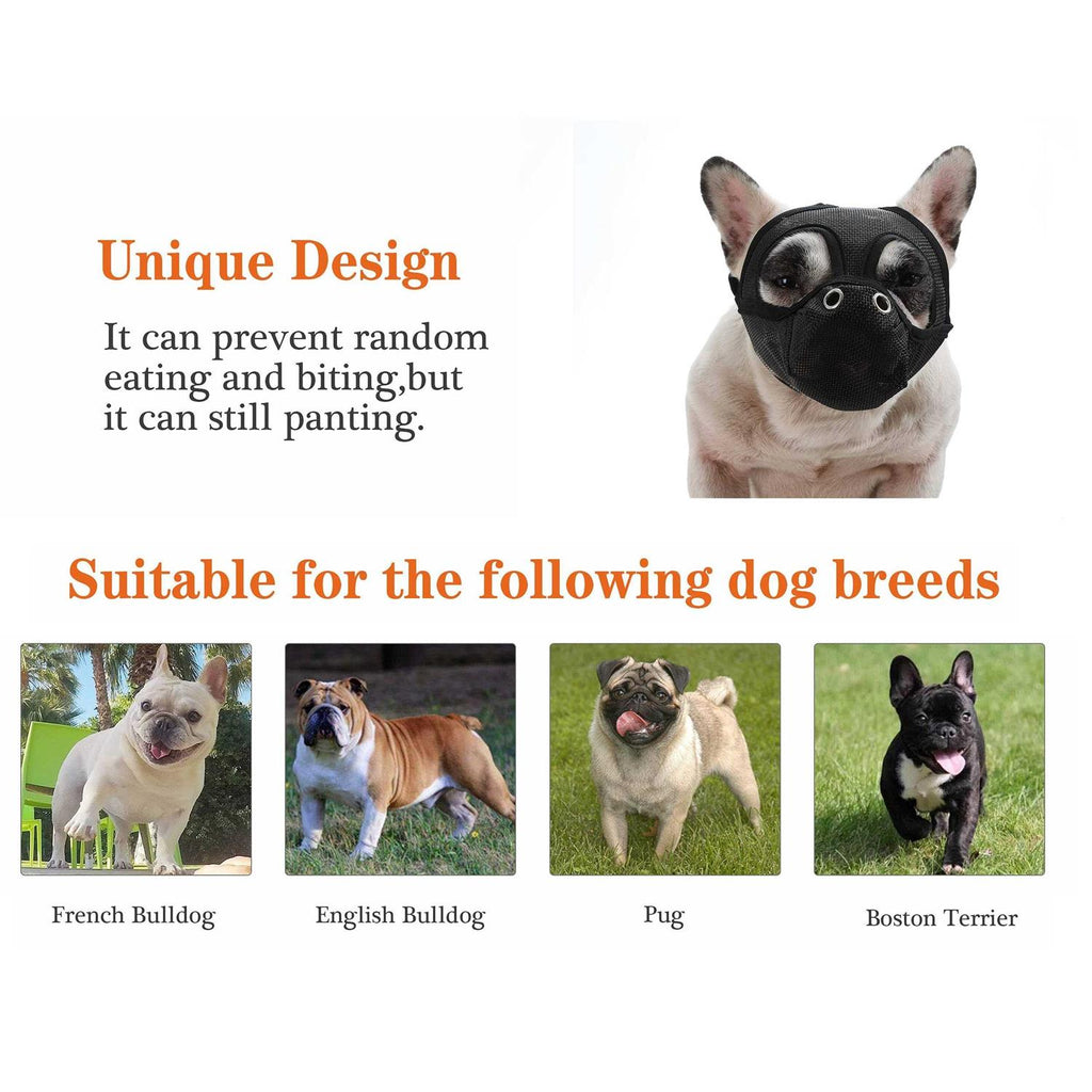 Short Snout Adjustable Breathable Mesh Dog Muzzle D59061