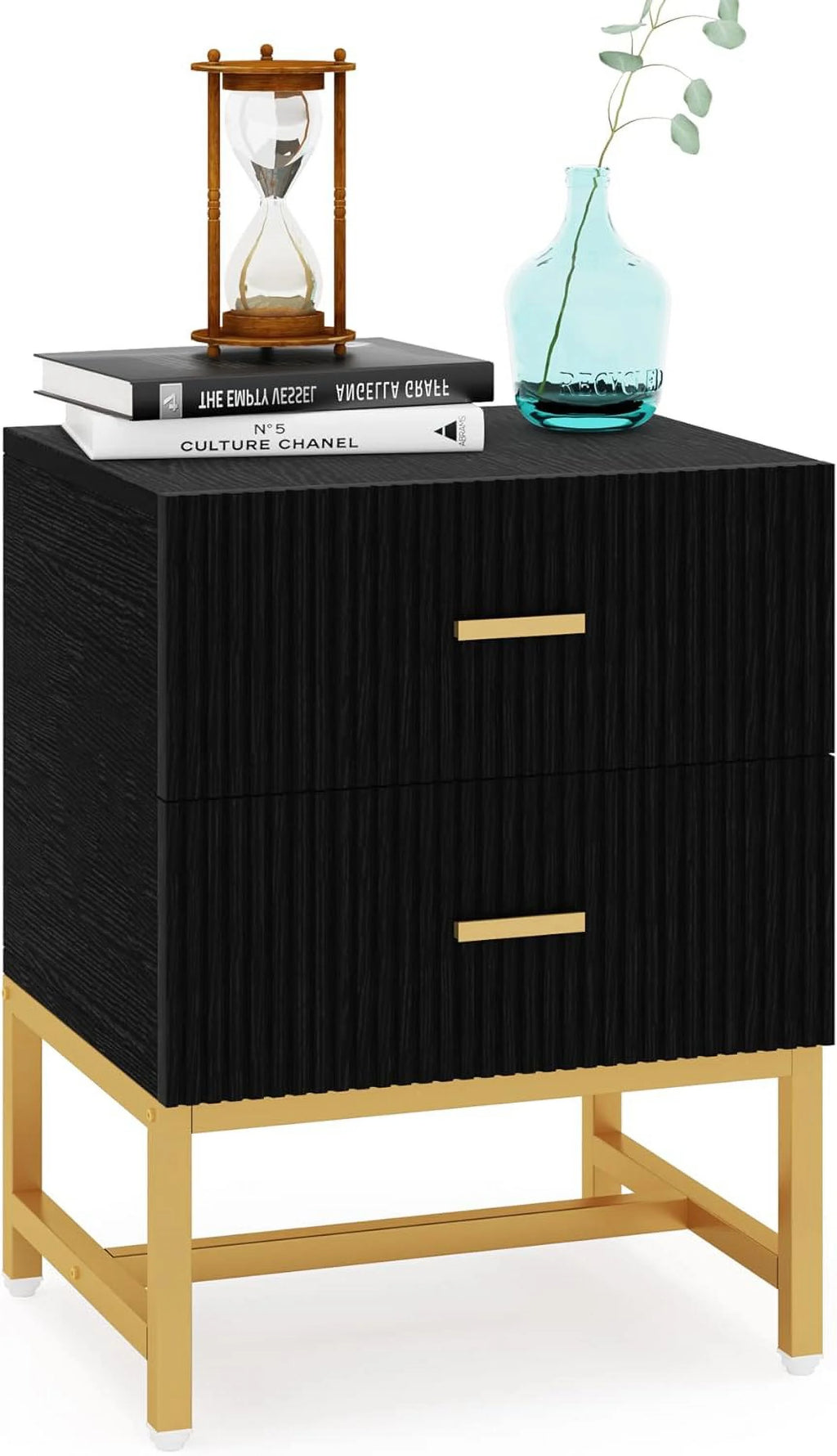 2-Drawer Wood Metal Nightstand S966