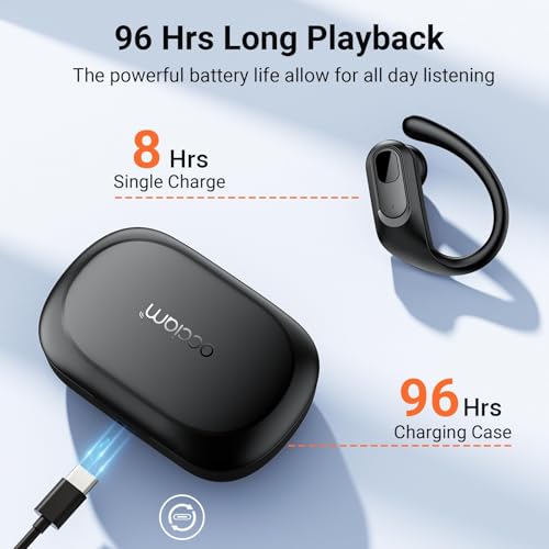 Wireless Earbuds Bluetooth Headphones with Earhooks ENC Mics Black N74796