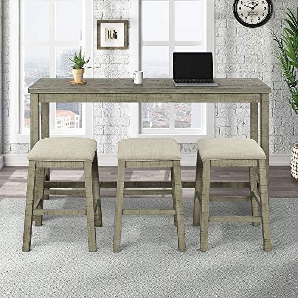 4 Piece Dining Table Set with 3 Stools Z861
